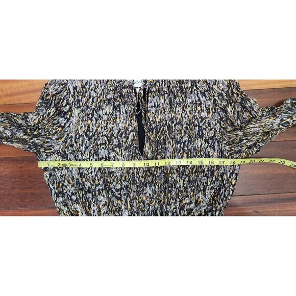 ba&sh Paris Mini Dress Sze2 Medium Printed Long Sleeve Ruffle Tiered V Neck Kaki - Picture 13 of 16